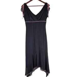 Vintage Y2K IZ Byer California Black Sheer Midi Slip Dress Medium